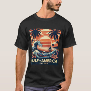 Retro Gulf Of Usa America Est 2025 American Flag J T-Shirt