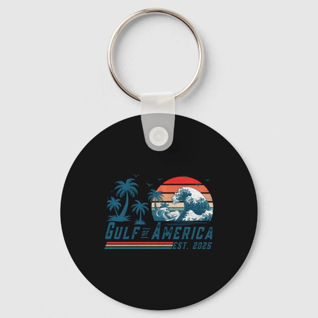 Retro Gulf Of Usa America Est 2025 American Flag L Key Ring (Front)