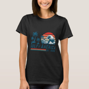 Retro Gulf Of Usa America Est 2025 American Flag L T-Shirt