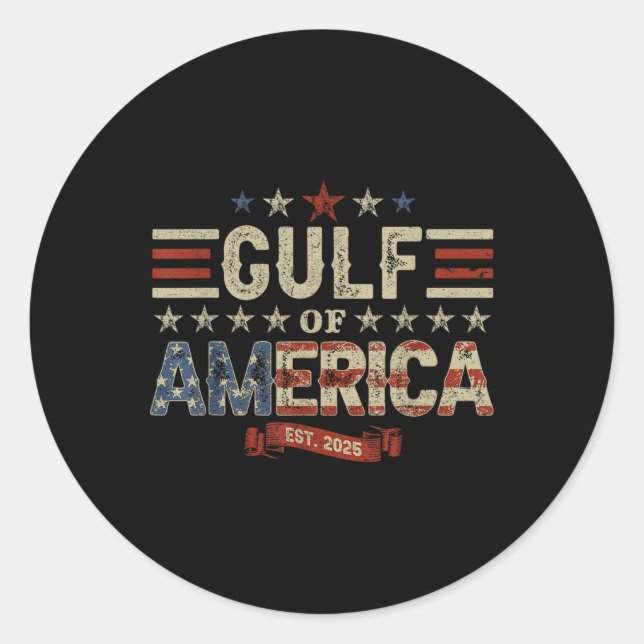 Retro Gulf Of Usa America Est 2025 American Flag M Classic Round Sticker (Front)