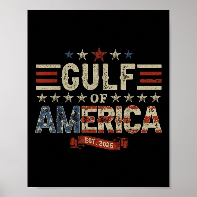 Retro Gulf Of Usa America Est 2025 American Flag M Poster (Front)