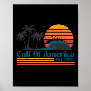 Retro Gulf Of Usa America Est 2025 American Flag Poster