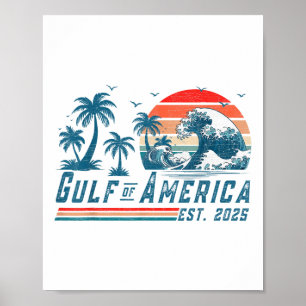 Retro Gulf Of Usa America Est 2025 American Flag Poster
