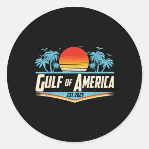 Retro Gulf Of Usa America Est 2025 American Gulf U Classic Round Sticker