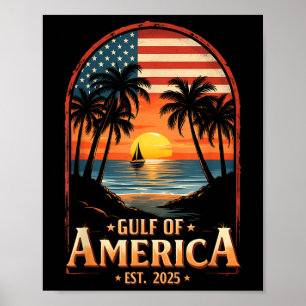 Retro Gulf Of Usa America Est 2025 Flag Coastal Vi Poster