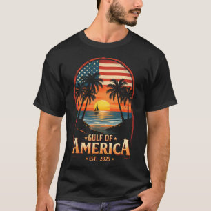 Retro Gulf Of Usa America Est 2025 Flag Coastal Vi T-Shirt
