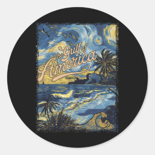 Retro Gulf Of Usa America Est 2025 Gulf Mexico 1  Classic Round Sticker