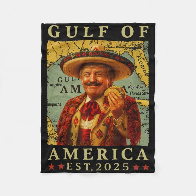 Retro Gulf Of Usa America Mexico Funny Trump Mexic Fleece Blanket (Front)