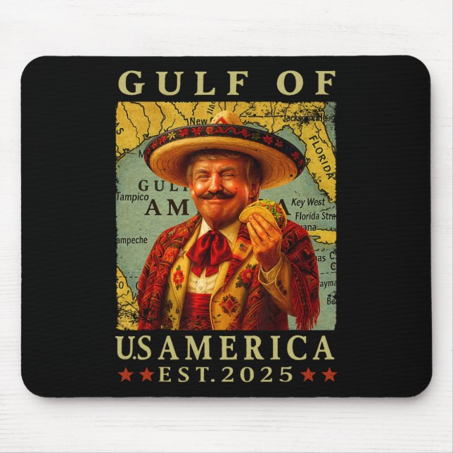 Retro Gulf Of Usa America Mexico Trump Mexico Taco Mouse Pad (Front)