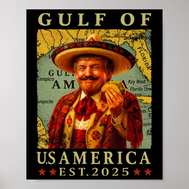 Retro Gulf Of Usa America Mexico Trump Mexico Taco Poster (Front)
