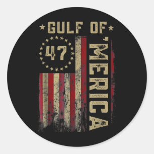 Retro Gulf Of Usa Merica Est 2025 American Flag 4t Classic Round Sticker