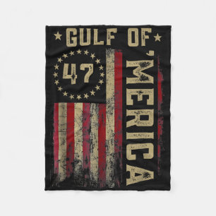 Retro Gulf Of Usa Merica Est 2025 American Flag 4t Fleece Blanket