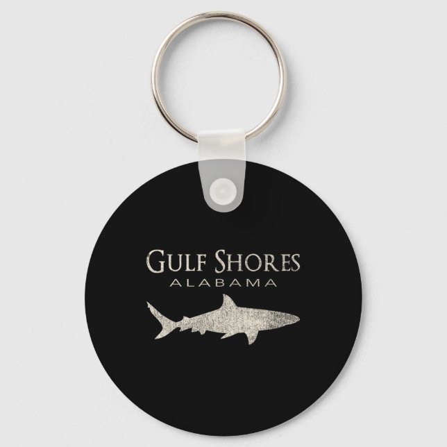 Retro Gulf Shores Al Shark  Key Ring (Front)