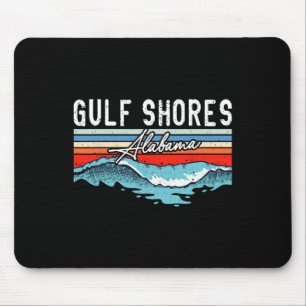 Retro Gulf Shores Beach Alabama Surfboard Beach  Mouse Pad