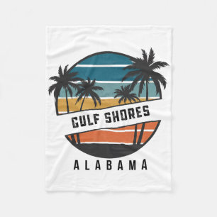 Retro Gulf Shores Beach Alama Surfboard Surfing Fleece Blanket
