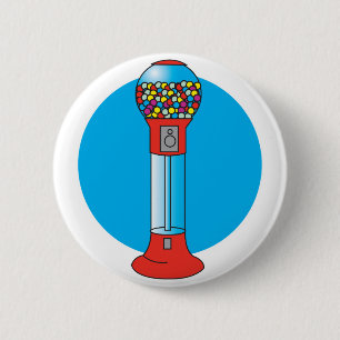 retro gumball machine 6 cm round badge