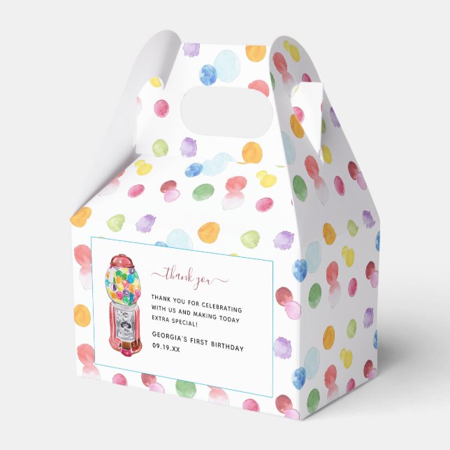 Retro Gumball Machine | Kids Birthday Party  Favour Box (Front Side)