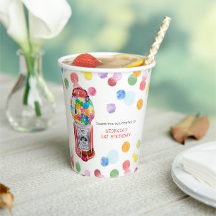 Retro Gumball Machine   Kids Birthday Party Paper Cups