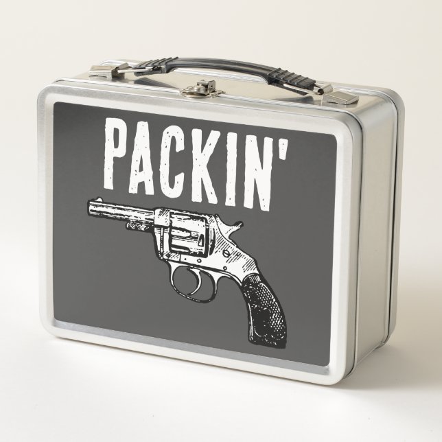 RETRO GUN 1ST AMMENDMENT PACKIN' METAL LUNCHBOX (Front)