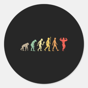 Retro Gym Motivation Gift Idea Funny Bodybuilding  Classic Round Sticker