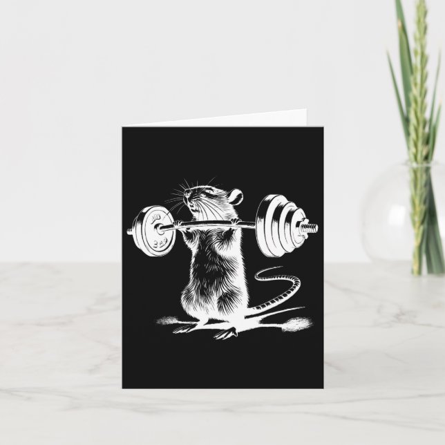 Retro Gym Rat Fitness Bodybuilding Workout Weight  Card (Front)