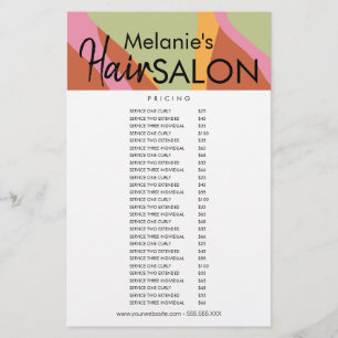 Retro Hair Salon Flyer Pricing List Waves 