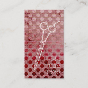 retro hair stylist grunge pink mod circles red business card