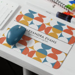 Retro half circle scallop bold blue orange yellow  mouse pad<br><div class="desc">Step back in time with our vibrant and stylish retro-themed mouse pad featuring a captivating pattern inspired by the iconic designs of the seventies and sixties. The half circle and scallop pattern in shades of blue, orange, and yellow instantly transport you to a bygone era, while adding a touch of...</div>
