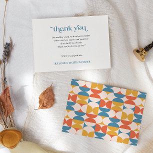 Retro Half Circle Scallop Mid Century WEDDING Thank You Card