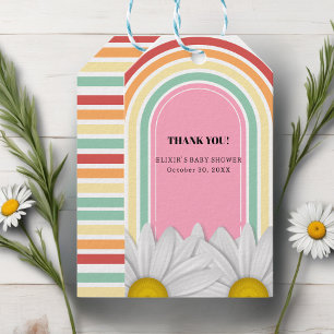 Retro Half Daisy Baby Shower  Gift Tags