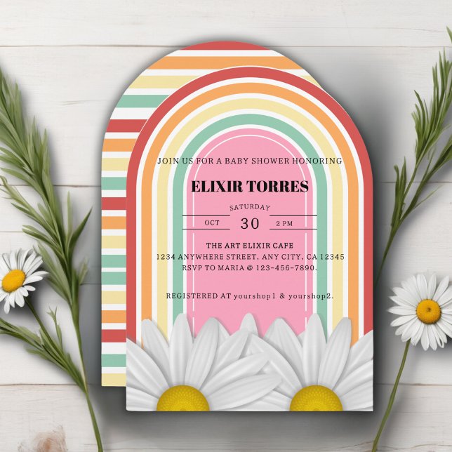 Retro Half Daisy Baby Shower  Invitation (Creator Uploaded)