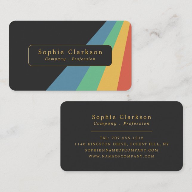 Retro Half Lines Business Card (Front/Back)