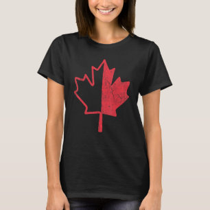 Retro Half Maple Leaf Canada Day Proud Canadian Fl T-Shirt