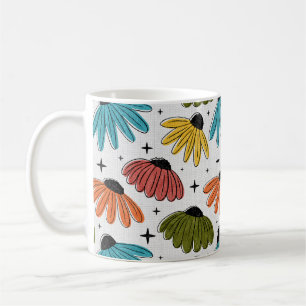 Retro Halftone Coneflowers Coffee Mug