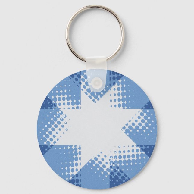 Retro halftone star key ring (Front)
