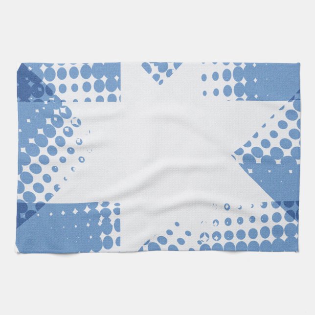 Retro halftone star tea towel (Horizontal)