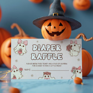 Retro Halloween Baby Shower Diaper Raffle Enclosure Card