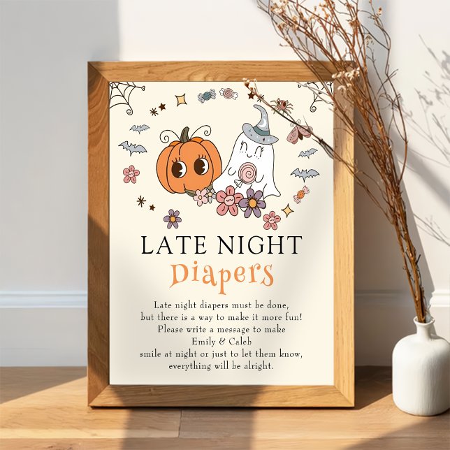 Retro Halloween Baby Shower Late Night Diapers  Poster (Creator Uploaded)