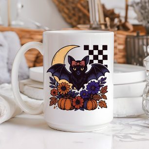Retro Halloween Bat With Moon Gothic Aesthetic Coffee Mug