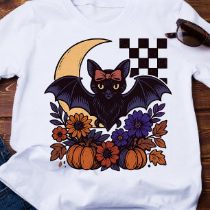 Retro Halloween Bat With Moon Gothic Aesthetic T-Shirt