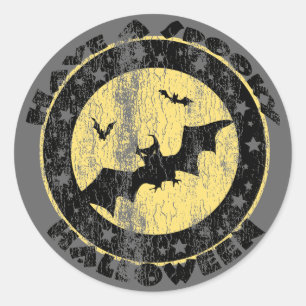 Retro Halloween Bats Classic Round Sticker