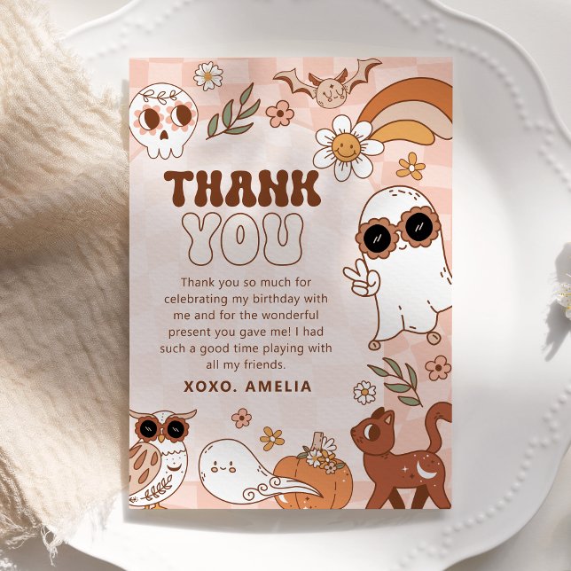 Retro Halloween Birthday Thank You Card (Creator Uploaded)