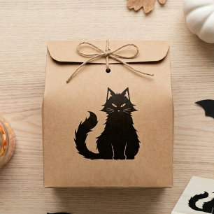 Retro Halloween Black Cat Cute Spooky Rubber Stamp