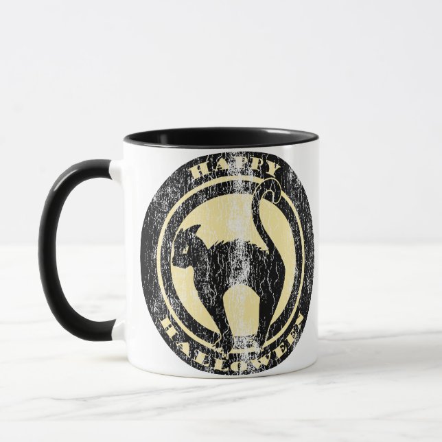 Retro Halloween Black Cat Mug (Left)