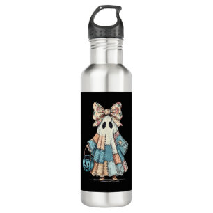 Retro Halloween Blue Denim Ghost 710 Ml Water Bottle