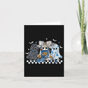 Retro Halloween Blue Denim Ghost Coquette Patchwor Card
