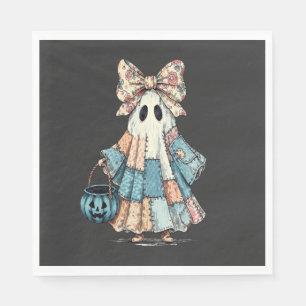 Retro Halloween Blue Denim Ghost Napkin
