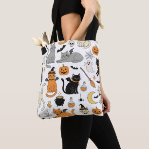 Retro Halloween Cat Lover's Trick-or-Treat  Tote Bag