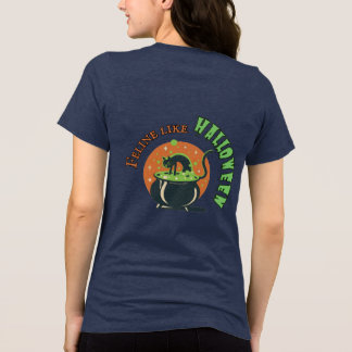 Retro Halloween Cat Making Potion Tri-Blend Shirt