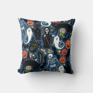 retro halloween cobalt cushion